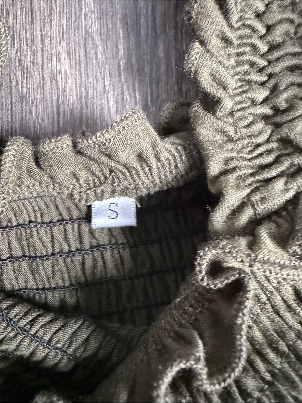 Olive Green Smocked Sundress with Ruffle Straps Cottagecore Boho Size Small - Picture 5 of 5